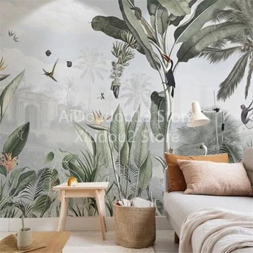Milofi custom 3D wallpaper mural South East Asia Tropical Rainforest Animals and Plants Wallpaper Hotel Customized Large Mural