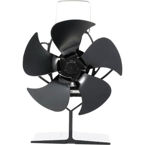 5 Blades Heat Powered Stove Fan Log Wood Burner Ecofan Quiet Black Home Fireplace Fan Efficient Heat Distribution