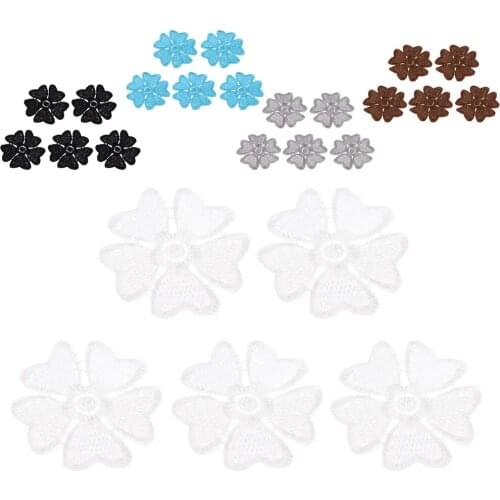 5 Pcs Delicate Embroidered Flower Patches Sew-on Applique for Women Girls Kids