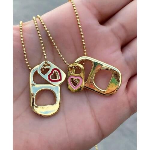 5Pcs High Quality Gold Soda Cap Necklaces For Women Choker Enamel Heart Pendant Necklace Fashion Charms Handmade Jewelry