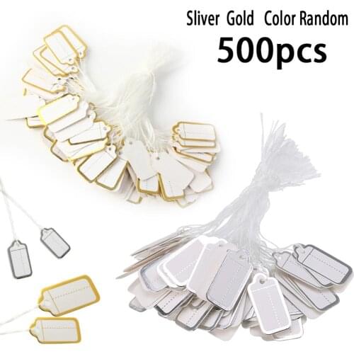 500pcs Mini Size Paper Labels Price Tags String Tie DIY Watch Jewelry Clothing Display Price Ticket Tag Labels 25*13mm