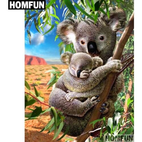 HOMFUN Full Square/Round Drill 5D DIY Diamond Painting "Animal Koala" 3D Embroidery Cross Stitch 5D Decor Gift A00542