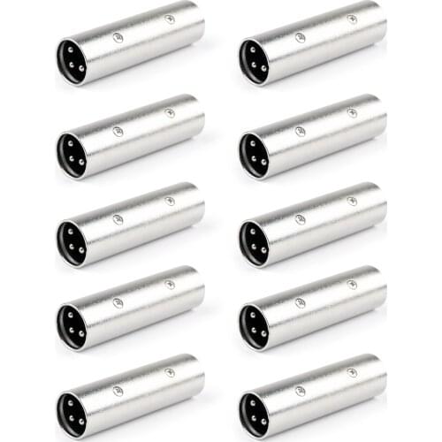 Artudtech 10Pcs 3Pin XLR Male To XLR Male MIC Microphone Power For Adapter Plug Connector