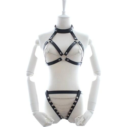Bdsm Sex Toys of Leather Metal Ring Chest Bra for Fetish Bondage Flirt Adult Games Erotic Accessories Sexy Lingerie
