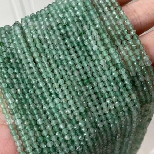 Natural Crystal Stone Beads 3mm Faceted Cutting Loose Green Strawberry Quartz Beads for Jewelry Making DIY Bracelet Necklace