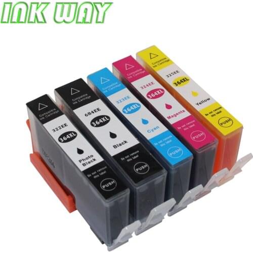 INK WAY 5 PCS 5color replacement ink for HP 364 ink for C6300 C6324 C6380 D5400 D5445 D5460 D5463 D5468 D7560