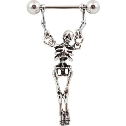 Skull and Breast Ring Anti-allergy Medical Stainless Steel Rod Body Piercing Sexy Nightclub Jewelry Simple and Elegant Fashion