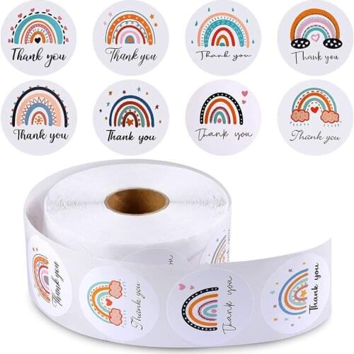 1.5 Inch Round Thank You Rainbow Wedding Decoration Sticker Holiday Party Decoration Birthday Gift Sticker Baking Sticker Label
