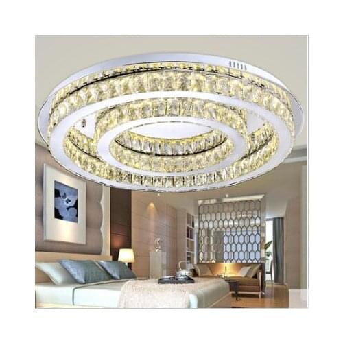 LED European Creative Atmosphere Circle K9 Crystal Ceiling Lights Sitting Room The Bedroom Absorb Dome Light Ceiling Lamps
