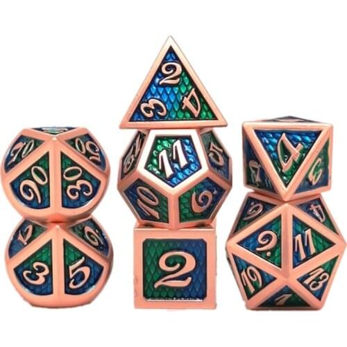 U7EF 7pcs/set Metal Dice Set RPG MTG DND Metal Polyhedral Dice Role Playing Games