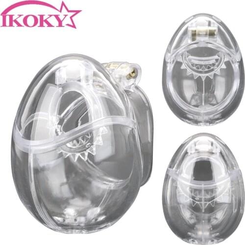 Cock Rings Male Chastity Cage Lock Devices Scrotum Ball Stretcher Penis Cage With Thorn Ring Fully Restraint Sex Toys For Men