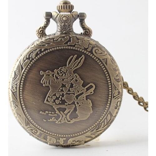 New Arrival Alice in Wonder Land Pocket Watch Roman Dial Men Women Vintage Flip Quartz Pocket Watch
