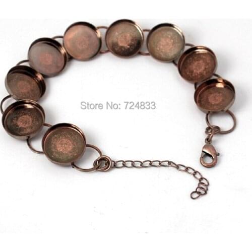 Blank Bracelet bases with Round Deep Wall Bezel Cups tray Bracelet Settings DIY Findings Craft Antique Copper Wholesale