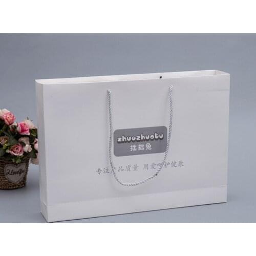 Luxury cardboard cosmetic shopping packaging custom white fashion design your own logo printed paper bag --XP2297