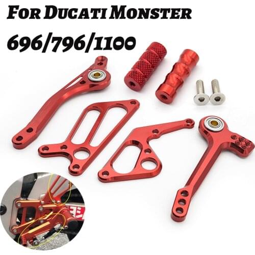 For Ducati Monster 696 796 1100 1100S EVO Motorcycle Rearset Foot Peg Brake Rear Gearbox Gear Shift Shifter Lever + Wing