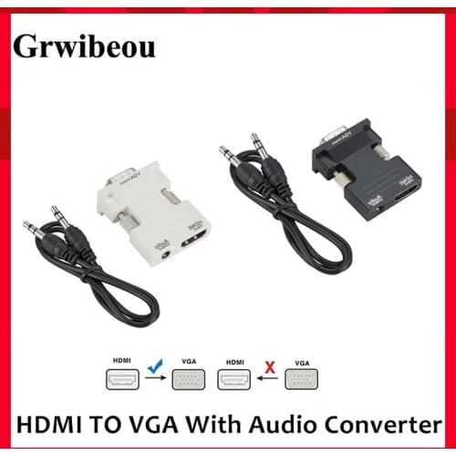 With 3.5 Audio Output HDMI To VGA Converter HDMI Female To VGA Male Adapter Digital To Analog HD 1080P For PC Laptop Tablet