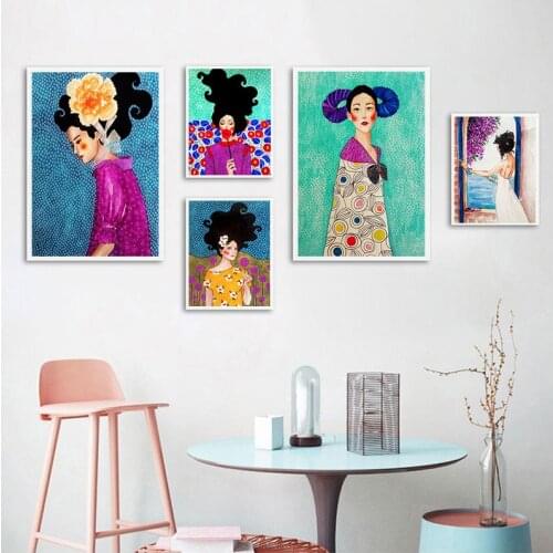 Nordic Handdraw Characters Style Colorful Canvas Painting Poster Print Decor Wall Art Pictures For Living Room Bedroom