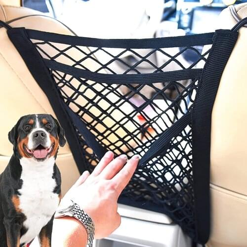 3-Layer Car Mesh Organizer Pet Barrier Backseat Net Purse Holder Mesh Cargo Net Hook Pouch Holder for Large Trucks SUVs