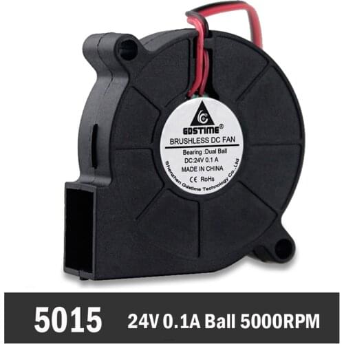 5Pcs Gdstime Brushless DC 24V 2Pin Turbo Blower 5015 50mmx15mm Ball Computer PC Cooling Fan