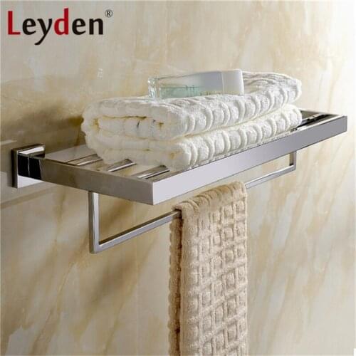 Leyden High Quality Wall Mount 304 Stainless Steel ORB/ Chrome Finish Towel Rack Holder Hanger Bath Towel Clothes Storage Shelf