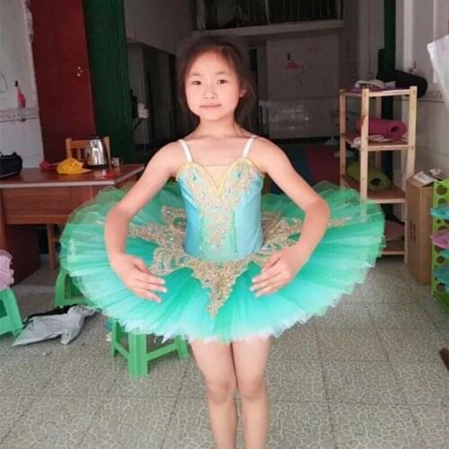 Green Professional Ballet Tutu Children Swan Lake Performance Costumes Ballerina Tutu Dress Girl Ballet Clothes For Kids