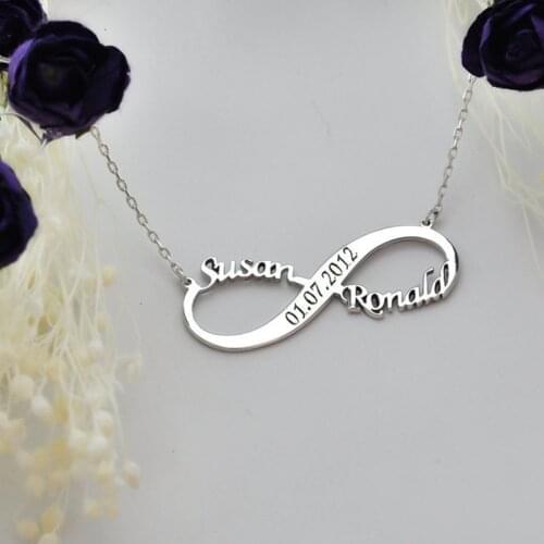 Custom Infinite Name Layer Necklace For Women Engraved Date & Vintage Necklace Gold Stainless Steel Jewelry Valentines Day gift