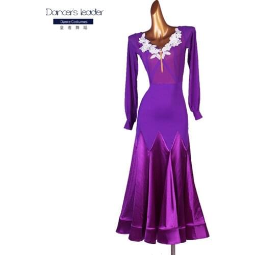New Ballroom Competition Dance Dress Women stage dancewear Tango Waltz Dancing Standard Dress Purple Modern dance Costumes