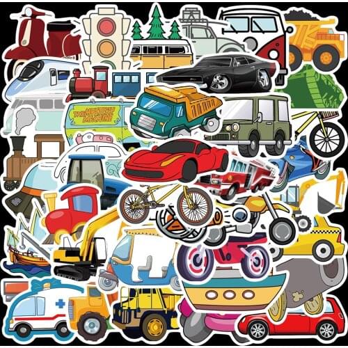 10/40Pcs Cartoon Vehicle Graffiti Stickers Car Train Ship Stickers For DIY Laptop Guitar Phone Luggage Kid Toys Decal Stickers