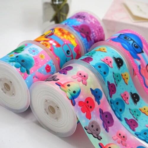 10 Yards The Octopus Printed Grosgrain Ribbon For Hair Bows DIY Crafts Handmade Accessories 50247