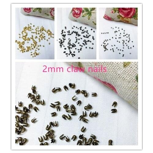 100pcs 2mm claw nail buckles rivets round beads pawls DIY dolls clothing shoes bag accessories BJD doll rivets