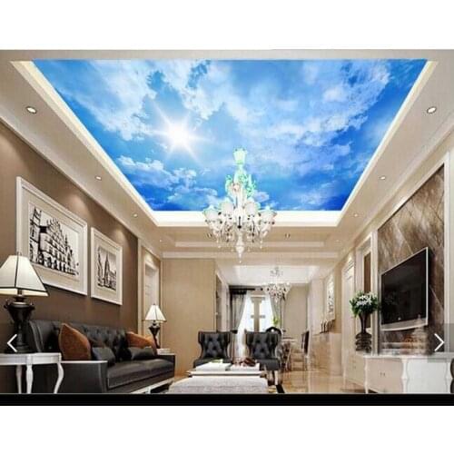 3D wallpaper custom 3d ceiling wallpaper murals Beautiful sky blue sky background wall ceiling 3d living room photo wallpaper