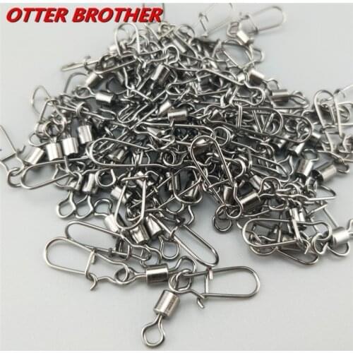 100PCS Pike Fishing Accessories Connector Pin Bearing Rolling Swivel Stainless Steel Snap Fishhook Lure Swivels Pesca Tackle