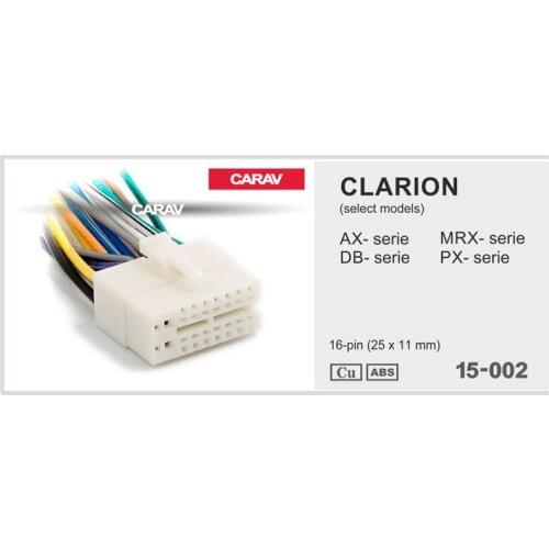 Carav 15-002 Car ISO Harness Head Cable for CLARION AX-; DB-; DXZ-; MRX-; PX-series (select models)