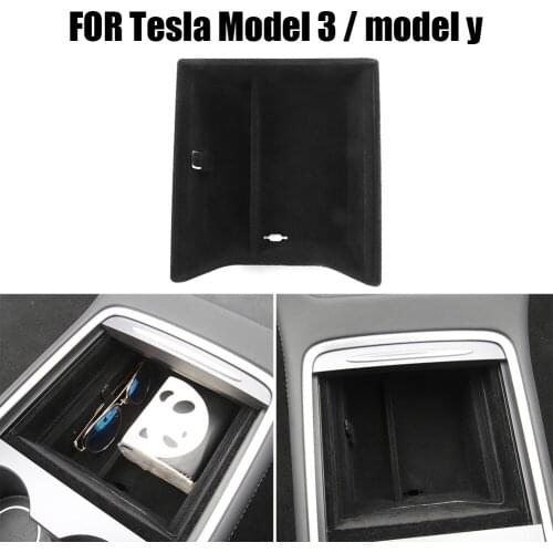Car Armrest Flocking Console Storage Box for Tesla Model 3Y 2021 Removable Internal Accessories Paper Towel Sunglasses Holder