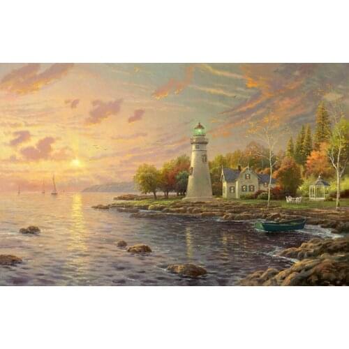 Free shipping classical Thomas lighthouse sunset sea scenery canvas prints oil painting printed on canvas art decoration picture