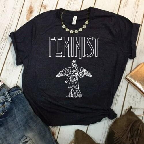 Calelinka Women Virgin Mary Print tShirt Retro Style Graphic Casual Tees Plus Size Loose American Fashion Feminist Cotton Shirts
