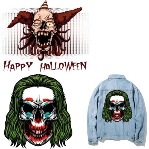 Skull Patches Joker Thermal Stickers on Clothes Iron-on Transfers for Clothing Thermoadhesive Patch Diy Applique for Jeans Punk