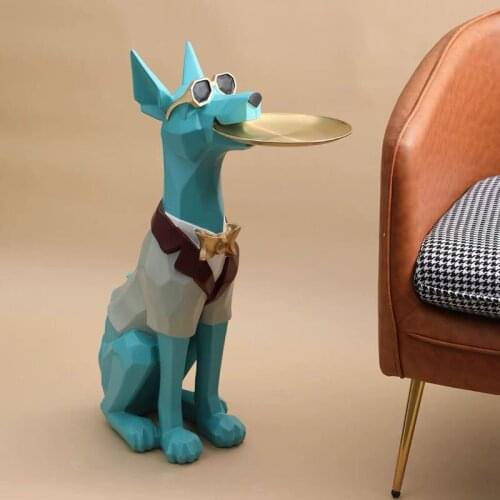 Landing Dog Statue Living Room Large Welcome Ornaments Home Decoration Sculpture Creative Modern Light Luxury Tray Storage Shelf