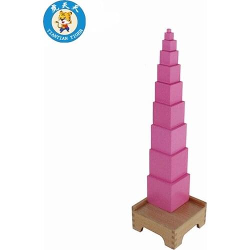 Montessori Sensorial Toys Baby Wooden Toys Preschool Educational Teaching Aids Pink Tower With Stand