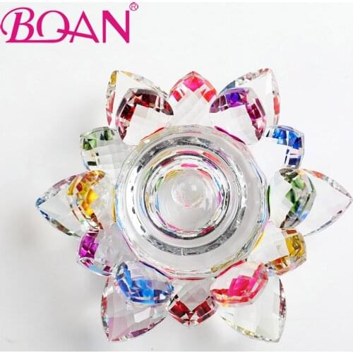 BQAN 1Pcs Manicure Tool Glass Nail Liquid Powder Storage Tool Lotus Flower Design Manicure Nail Art Tools Pen Showing Shelf