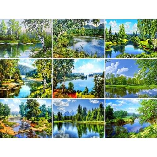 DIY 5D Diamond Painting Nature Tree Landscape Kit Full Drill Square Embroidery Mosaic Art Pictures of Rhinestones Home Decor