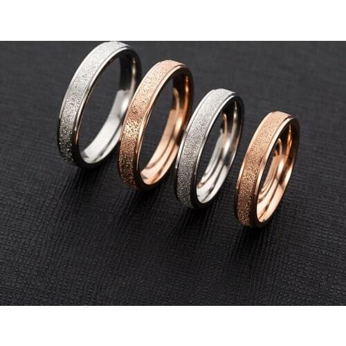 Stainless steel frosted ring simple fashion trend jewelry rose gold personalized couple ring