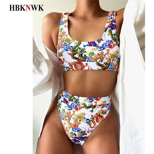 High Waist Bikini Retro Print Swimsuits Female Two-Piece Swimwear 2020 Summer High Leg Swimming Suit For Women Beach Bikini Sets