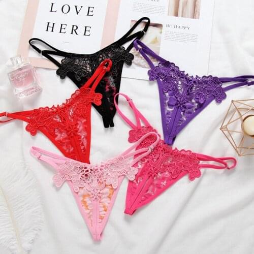 Hot Temptation Transparent lace Low-waisted Women Sexy lingerie Thongs G-string Underwear Panties
