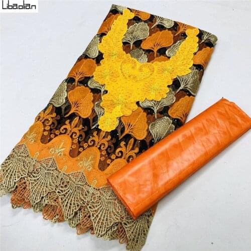 Latest african lace fabric bazin riche material african french tulle net lace 2.5+2.5yards basin riche fabric for dress B210-30