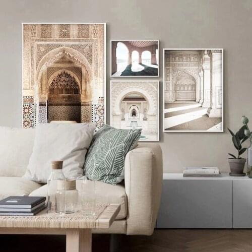 Morocco Arabic Door Architecture Canvas Painting Tourism Muslim Nordic Retro Poster Print Islamic Wall Art Picture Home Decor