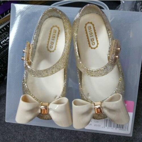 Mini DD High Quality Girls Melissa Jelly Shoe Kid Princess bow Shoes Jelly Sandals Girl Non-slip Children Sandal Toddler 19100