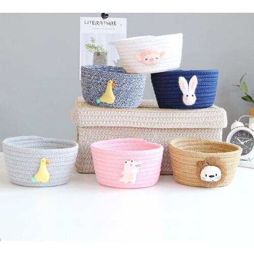 Cartoon Animal Handmade Cotton Rope Woven Storage Basket ChildrenS Toy Desktop Storage Box Toy Basket Sundries Storage Box
