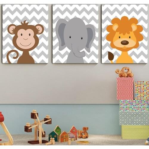 Woodland Animals Cartoon Canvas Children Poster Print Baby Nursery Wall Art Picture Painting Nordic Kids Bedroom Decoration
