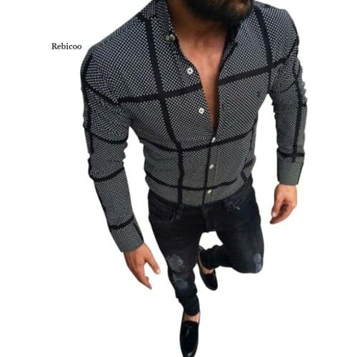 New Shirt Men Long Sleeve Top Black Plaid Shirts Top Men Loose Shirts Blouse Casual Beach Shirt Plus Size